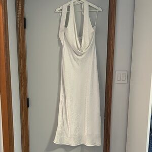 Park & Fifth White Floral Jacquard Slip Dress